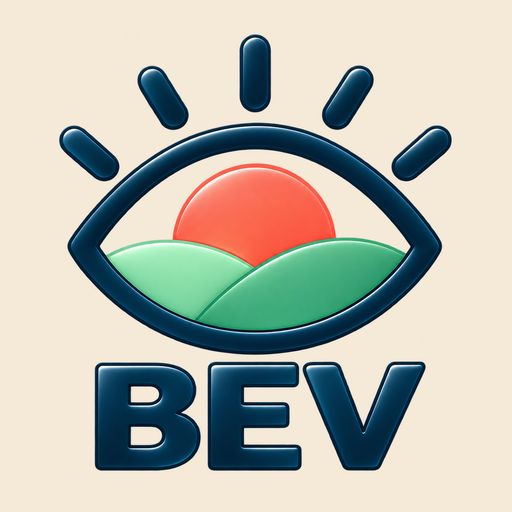 BEV: an eye overlooking a rising sun and green landscape